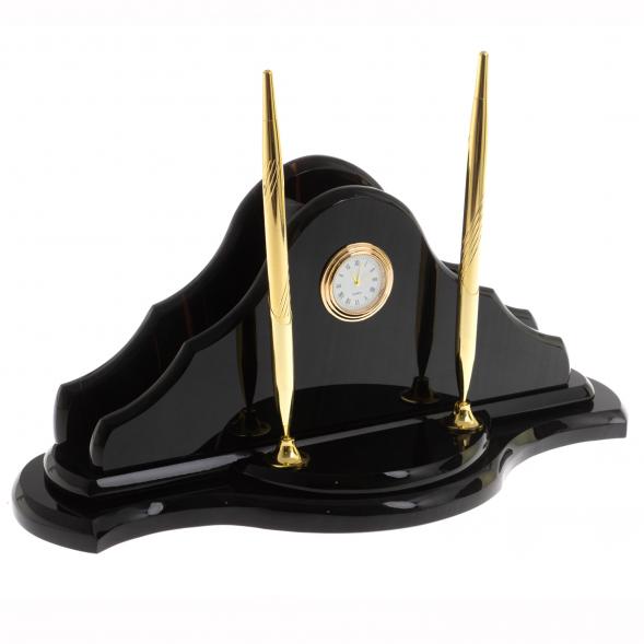 Настольный набор &amp;quot;Волна&amp;quot; из черного обсидиана 129853