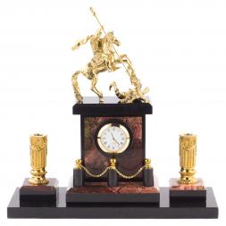 Настольный прибор &amp;quot;Георгий Победоносец&amp;quot; из яшмы и бронзы