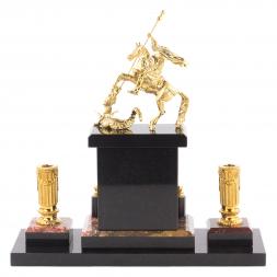 Настольный прибор &amp;quot;Георгий Победоносец&amp;quot; из яшмы и бронзы