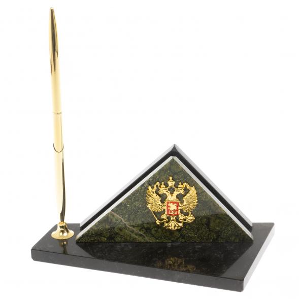 Визитница настольная с гербом России змеевик 113261