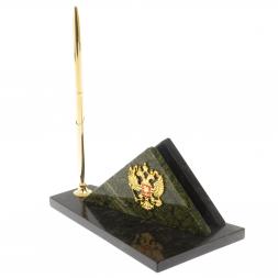 Визитница настольная с гербом России змеевик