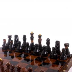 Шахматный ларец с фигурами "Классический" из обсидиана