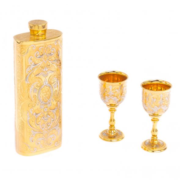 Водочный набор фляжка и две рюмки Златоуст 124971