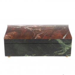 Шкатулка из яшмы и змеевика 18,5х9х7,5 см