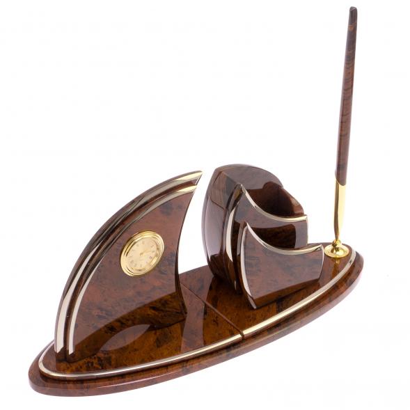 Письменный набор &amp;quot;Парус&amp;quot; камень обсидиан 122891