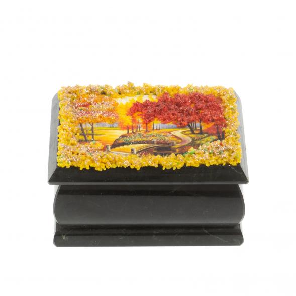 Шкатулка &amp;quot;Осенний пейзаж&amp;quot; змеевик каменная крошка 10х6,5х6 см 127309