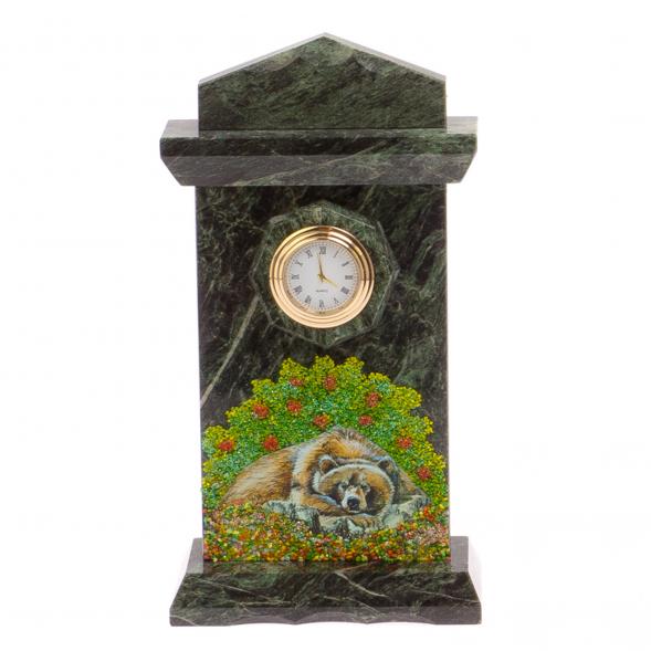 Часы &amp;quot;Медведь&amp;quot; змеевик бронза 118102