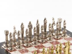 Шахматы "Ренессанс" доска 36х36 см мрамор лемезит фигуры цвет золото / серебро