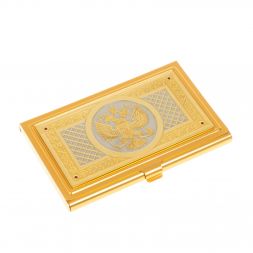 Визитница подарочная &amp;quot;Герб РФ&amp;quot; с фианитами Златоуст