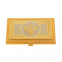 Визитница подарочная &amp;quot;Герб РФ&amp;quot; с фианитами Златоуст