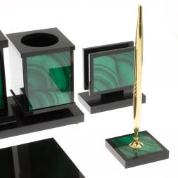 Настольный набор "Орел" из малахита