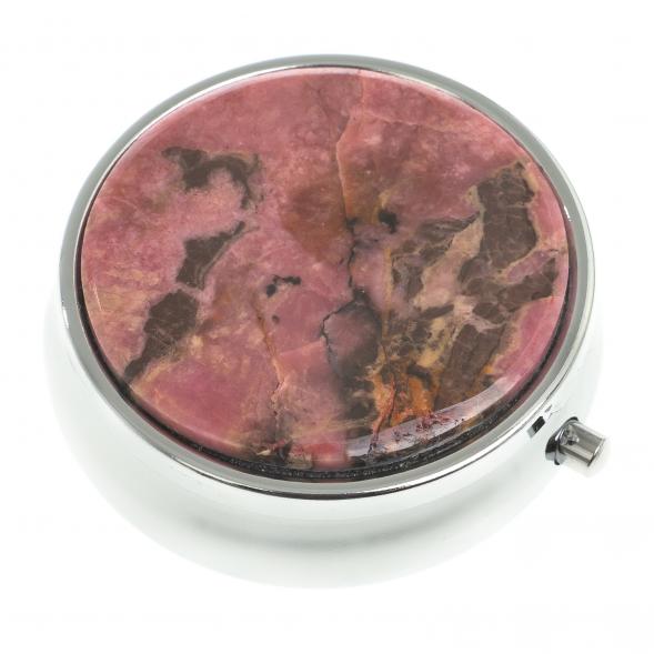 Таблетница на 3 отсека камень родонит цвет серебро 123209