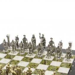 Шахматы &amp;quot;Галлы и Римляне&amp;quot; доска 36х36 см мрамор змеевик