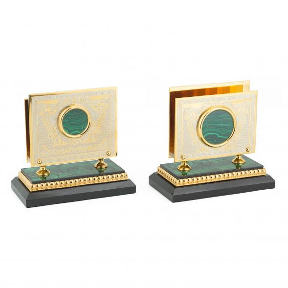 Настольный набор &amp;quot;Конь с попоной&amp;quot; малахит долерит 118870