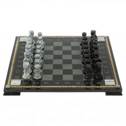Шахматы &amp;quot;Турнирные&amp;quot; с багетом змеевик гранит