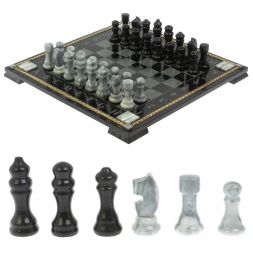 Шахматы &amp;quot;Турнирные&amp;quot; с багетом змеевик гранит