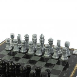 Шахматы &amp;quot;Турнирные&amp;quot; с багетом змеевик гранит