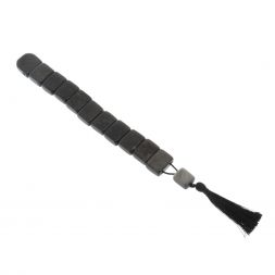 Четки из серого обсидиана перекидные 12 зерен с кисточкой