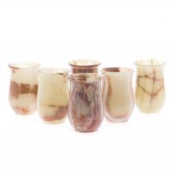 Набор стаканов 6 шт из камня оникс 160 мл 6,3х9,5 см в футляре (2,5х4)