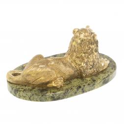 Статуэтка из бронзы &amp;quot;Лев на отдыхе&amp;quot; змеевик