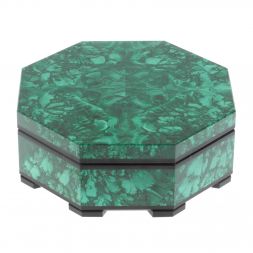 Шкатулка из малахита "Восьмигранная" 13,5х13,5х5,5 см