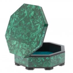 Шкатулка из малахита "Восьмигранная" 13,5х13,5х5,5 см