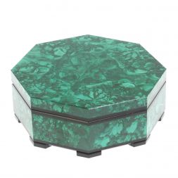 Шкатулка из малахита "Восьмигранная" 13,5х13,5х5,5 см