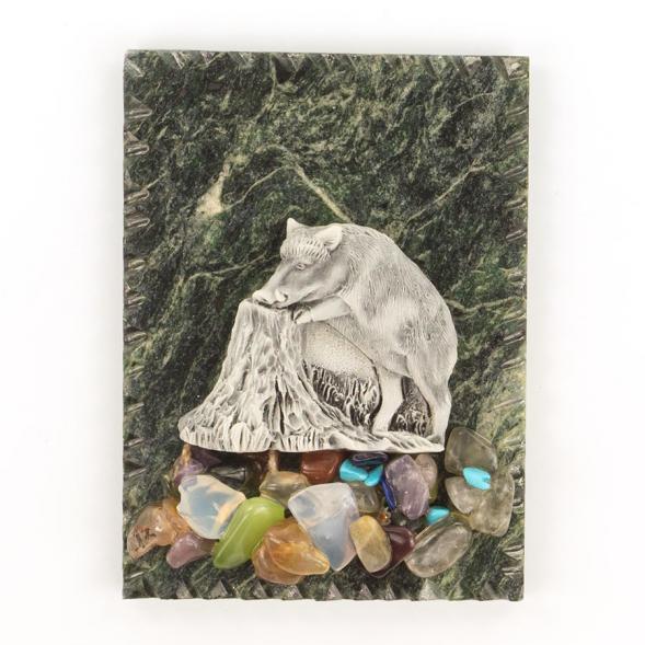 Магнит &amp;quot;Кабан&amp;quot; змеевик мрамолит 119492