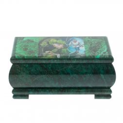 Шкатулка &amp;quot;Хозяйка медной горы и Данила&amp;quot; из змеевика 18х10х8,5 см