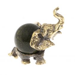 Статуэтка &amp;quot;Слон с шаром № 3&amp;quot; бронза змеевик
