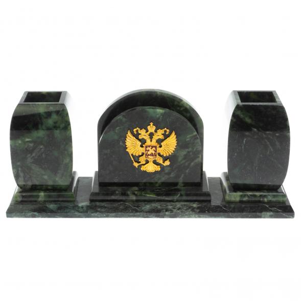 Офисный письменный набор с гербом РФ из шабровского змевика 129389