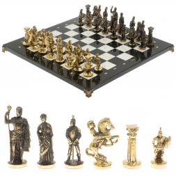 Шахматы подарочные из бронзы &amp;quot;Римские&amp;quot; 44х44 см из змеевика и мрамора