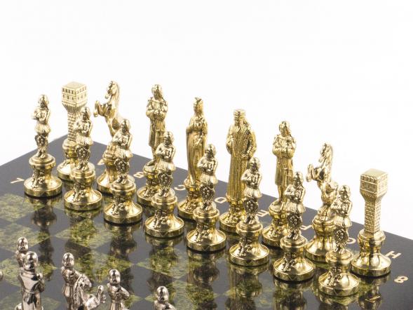 Шахматы &amp;quot;Ренессанс&amp;quot; доска 36х36 см змеевик фигуры цвет золото / серебро 119410