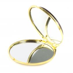 Зеркало карманное круглое с накладкой из яшмы, золотистое
