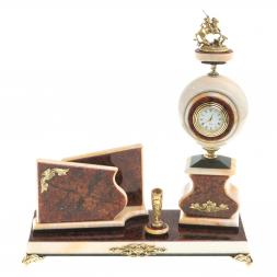 Письменный мини-набор &amp;quot;Святой Георгий&amp;quot; камень мрамор