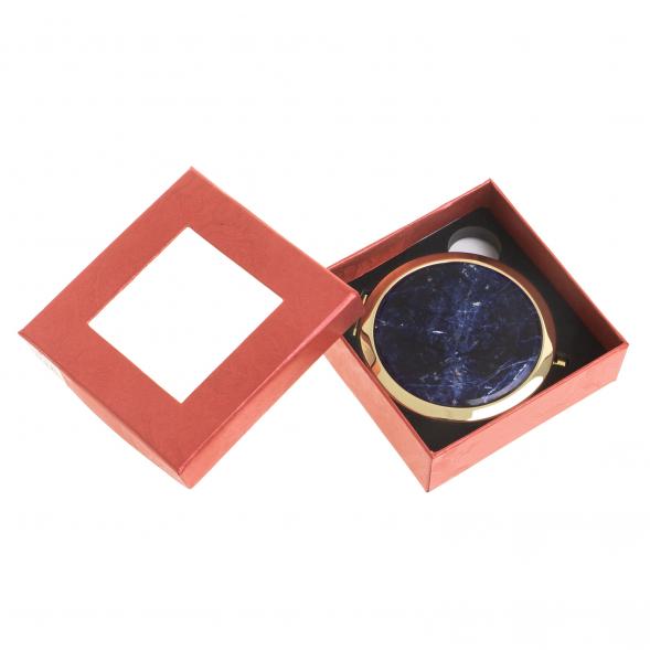 Зеркало круглое из камня содалит цвет золото 122770