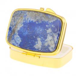 Таблетница на 2 отделения камень афганский лазурит цвет золото