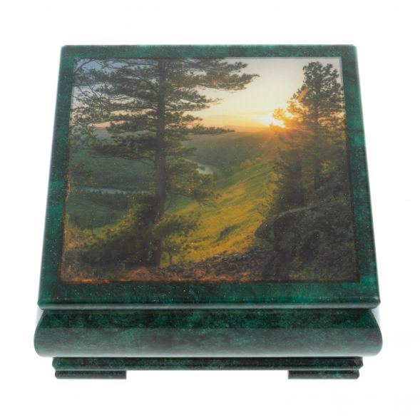 Шкатулка &amp;quot;Закат&amp;quot; из змеевика 18х18х8 см 128341