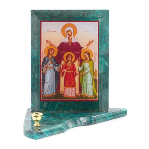 Икона с подсвечником Вера, Надежда, Любовь  и мать их София средняя 12х12х13 см 119765