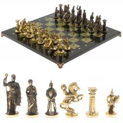 Шахматы "Римские" из бронзы и змеевика 44х44 см