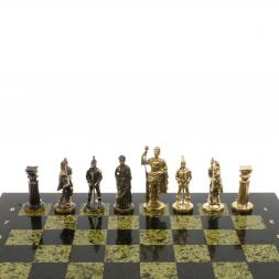Шахматы "Римские" из бронзы и змеевика 44х44 см
