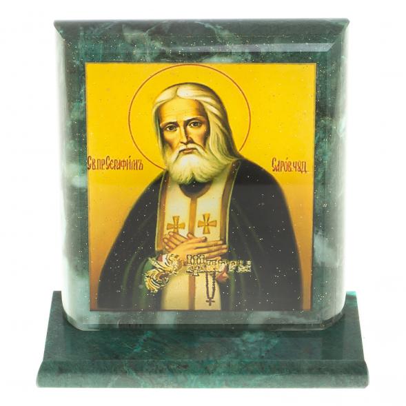 Икона &amp;quot;Серафим Саровский&amp;quot; змеевик 11,5х4,5х12 см 123490