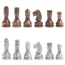 Шахматы из камня &amp;quot;Традиционные&amp;quot; доска 40х40 см серый мрамор лемезит