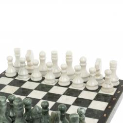 Каменные шахматы &amp;quot;Традиционные&amp;quot; доска 40х40 см мрамор шабовский змеевик