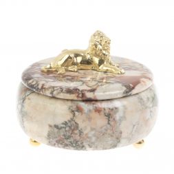 Шкатулка &amp;quot;Лев&amp;quot; из креноида 15х15х12 см