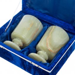 Набор рюмок 2 шт для мартини из оникса 8,5х13,5 см в футляре (3,5х5,5)