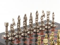 Шахматы "Ренессанс" доска 36х36 см лемезит змеевик фигуры цвет золото / серебро