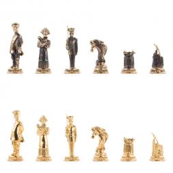 Подарочные шахматы &amp;quot;Деревенские&amp;quot; бронзовые, доска каменная 40х40 см