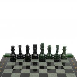 Шахматы с гравировкой &amp;quot;Турнирные&amp;quot; доска 42х42 см нефрит, габбро