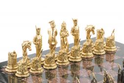 Шахматы подарочные &amp;quot;Деревенские&amp;quot; фигуры бронза, доска камень 40х40 см